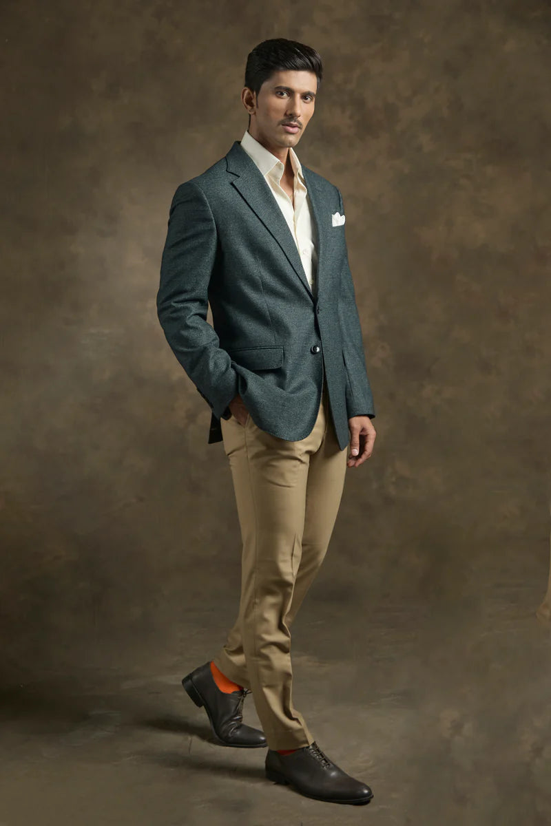 PURE | Bottle Green Textured Blazer
