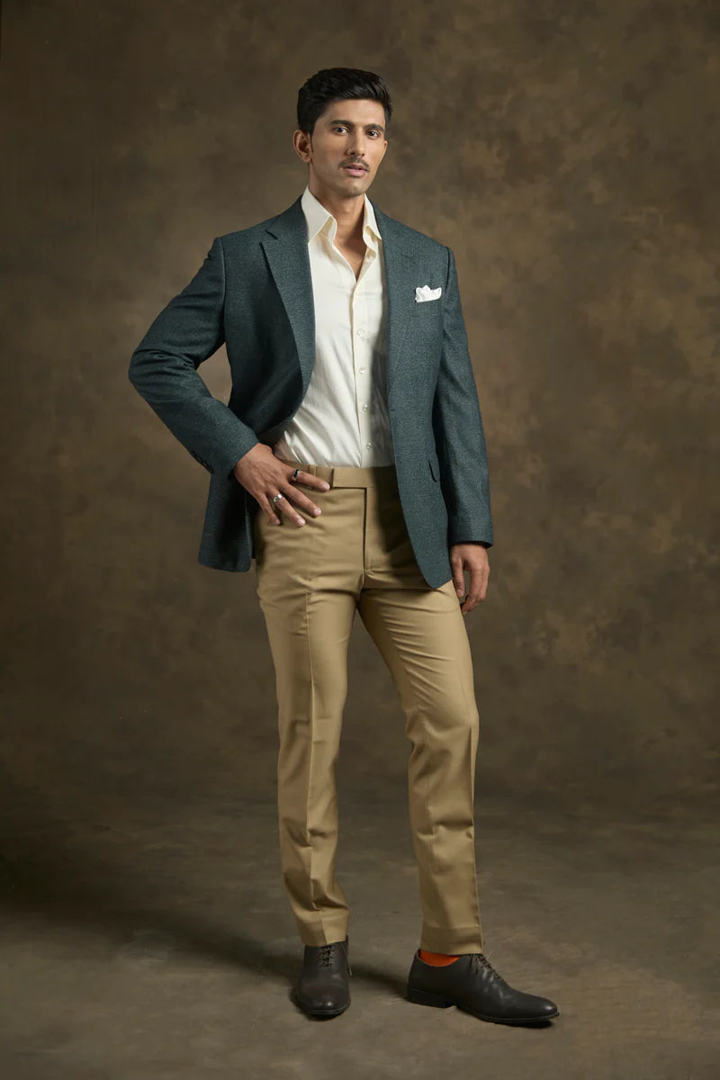 PURE | Bottle Green Textured Blazer