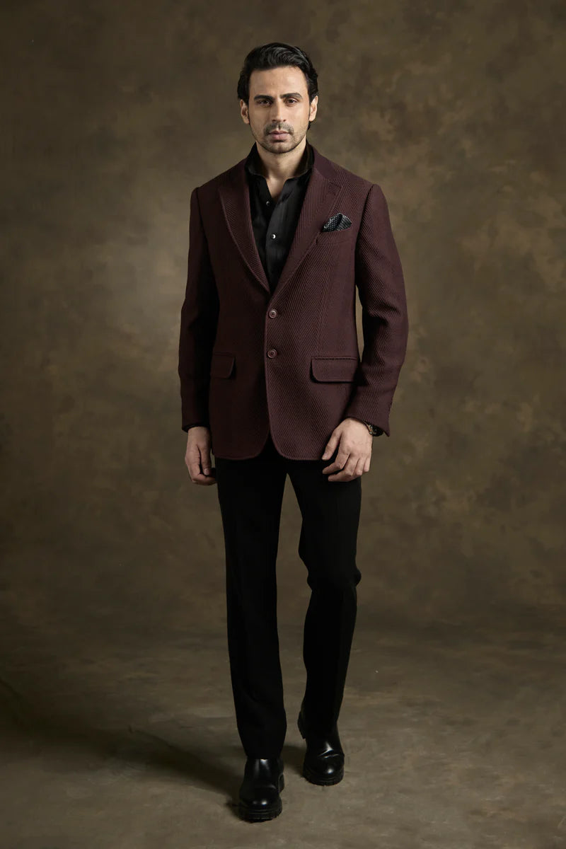 PURE | Wine Textured Blazer