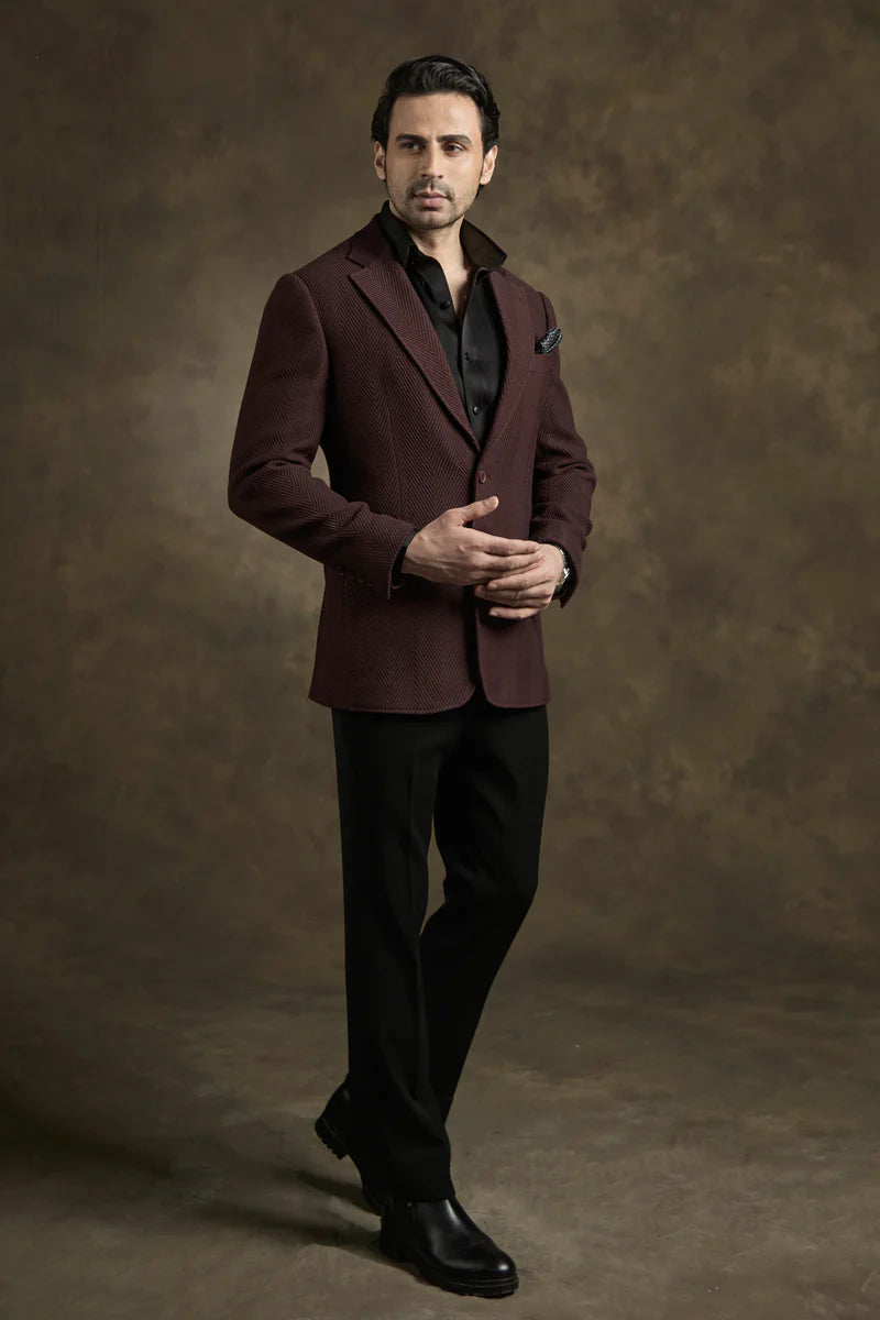 PURE | Wine Textured Blazer
