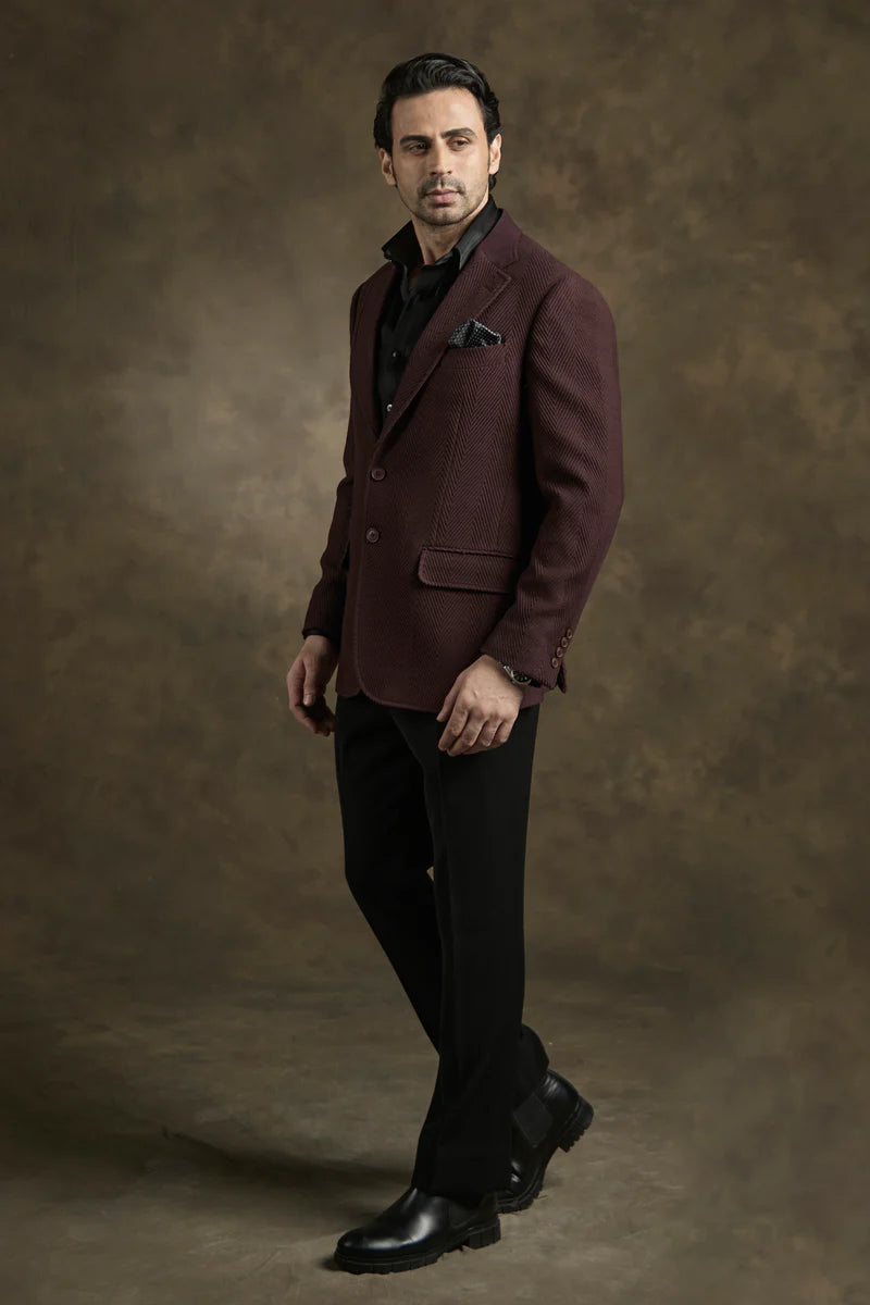 PURE | Wine Textured Blazer