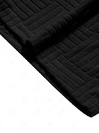 Jacquard Terry Cloth Textured Short Sleeves T Shirt With Shorts Two Piece Set BLACK LIGHT BLUE LIGHT COFFEE WHITE - PURECLO