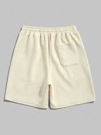 Geometric Textured Short Sleeves Basic T-shirt and Basic Drawstring Shorts Set LIGHT YELLOW COFFEE BLACK WHITE - PURECLO