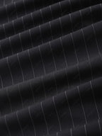 Men\'s Casual Pinstripe Pocket Design Camp Collar Button Up Short Sleeves Shirt And Drawstring Straight Leg Pants Set BLACK - PURECLO