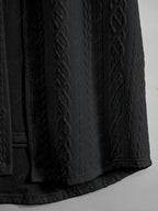 Men\'s Solid Color Cable Knit Jacquard Textured Button Up Short Sleeves Shirt And Drawstring Shorts Set WHITE BLACK COFFEE - PURECLO