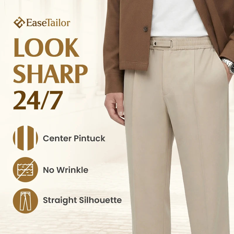 EaseTailor Calça Masculina Reta Smart Comfort