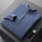 100% CASHMERE WOVEN HALF ZIP