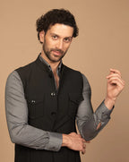 PURE | Black Patch Pocket Waistcoat