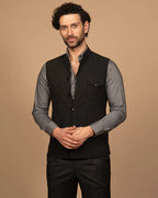 PURE | Black Patch Pocket Waistcoat