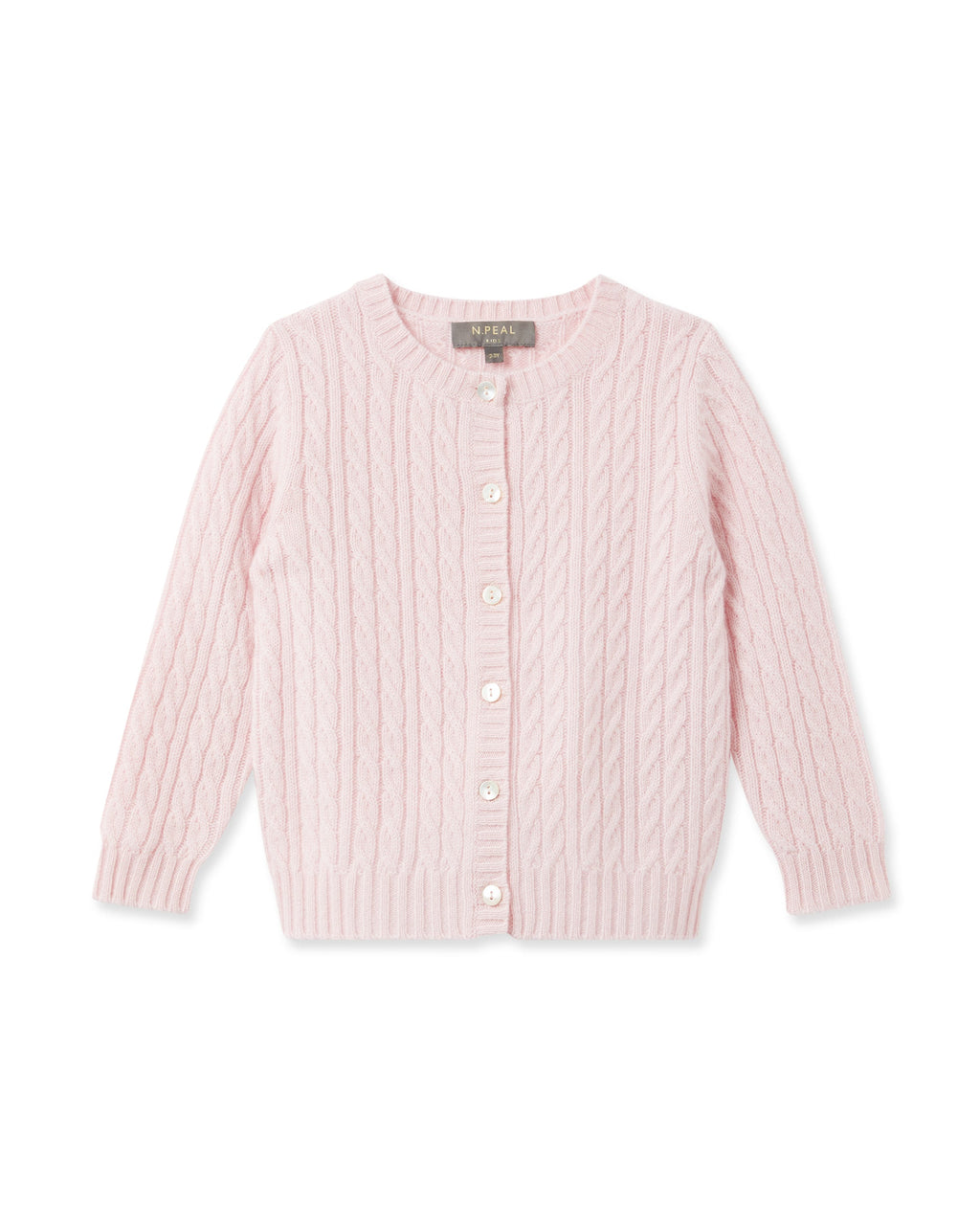 N.Peal Cashmere Cable Cardigan Pale Pink