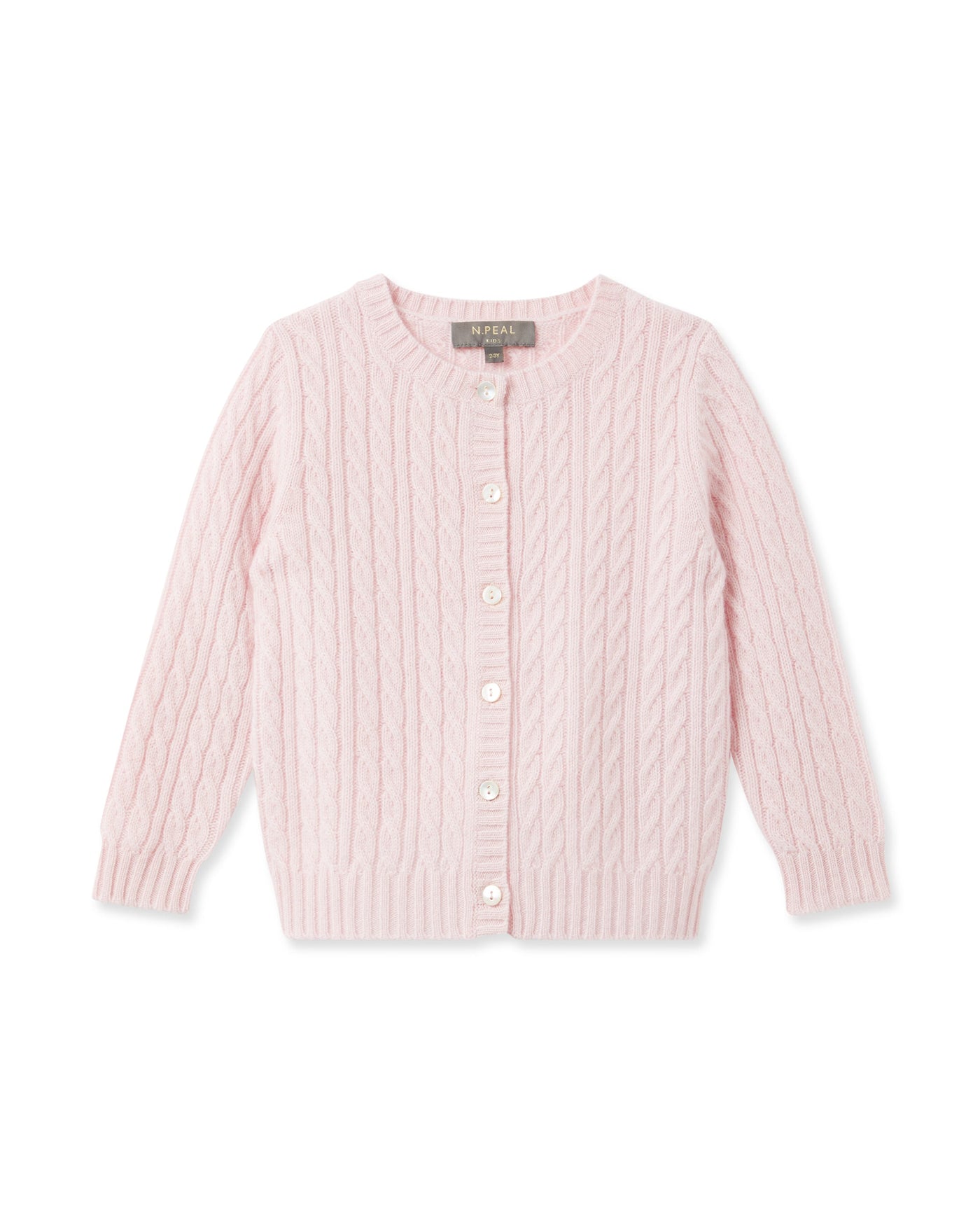 N.Peal Cashmere Cable Cardigan Pale Pink