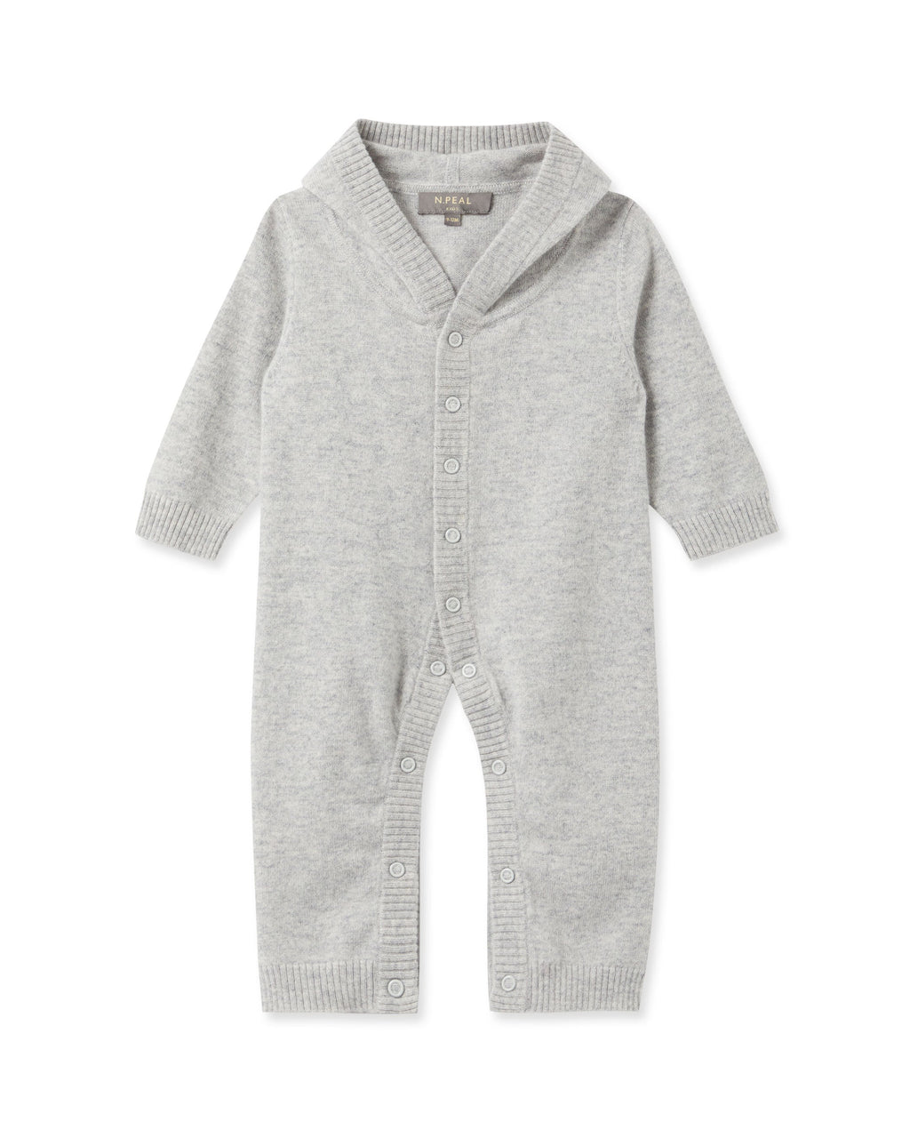 N.Peal Panda Cashmere Sleepsuit Fumo Grey