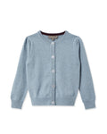 N.Peal Girls Round Neck Cashmere Cardigan Heather Blue