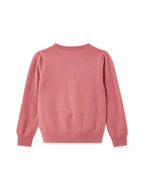 N.Peal Girls Round Neck Cashmere Cardigan Heather Pink