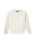 N.Peal Girls Round Neck Cashmere Cardigan New Ivory White