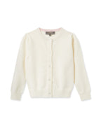 N.Peal Girls Round Neck Cashmere Cardigan New Ivory White