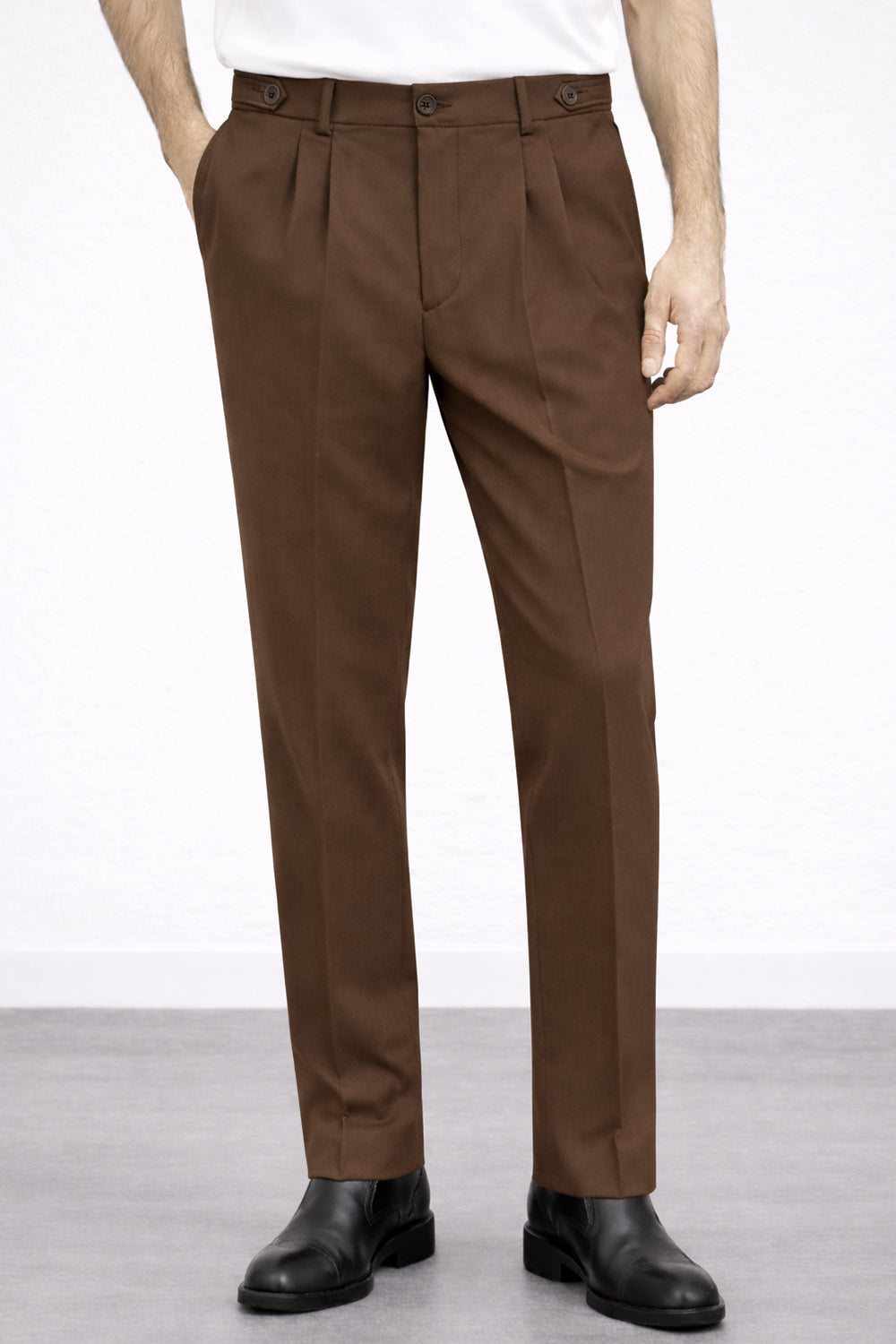 IVAR® Burnt Brown Adjustable pleated pants