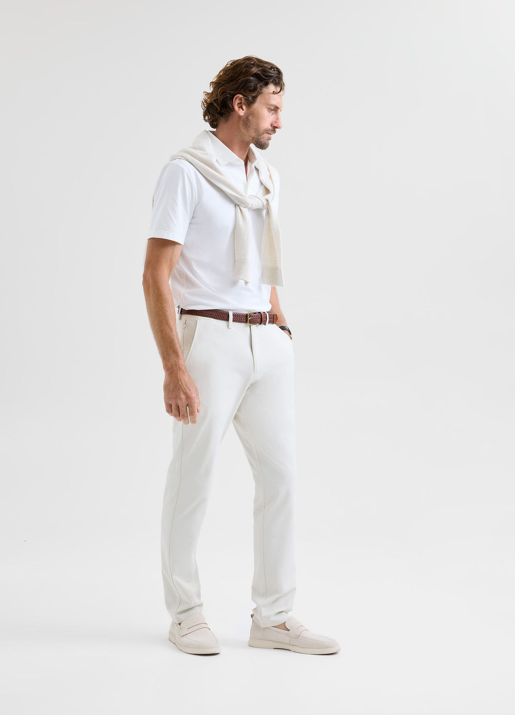 Positano Travel Chino in Bone – Luxury, Wrinkle-Resistant & Ultra-Comfortable with Performance Stretch #color_bone