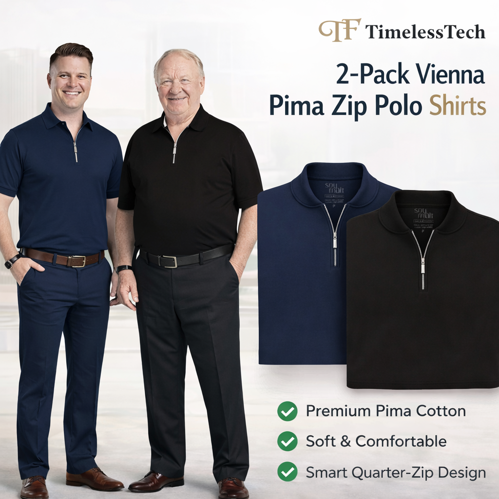 [PURE]  2-Pack Vienna Pima Zip Polo Shirts (CLEARANCE)
