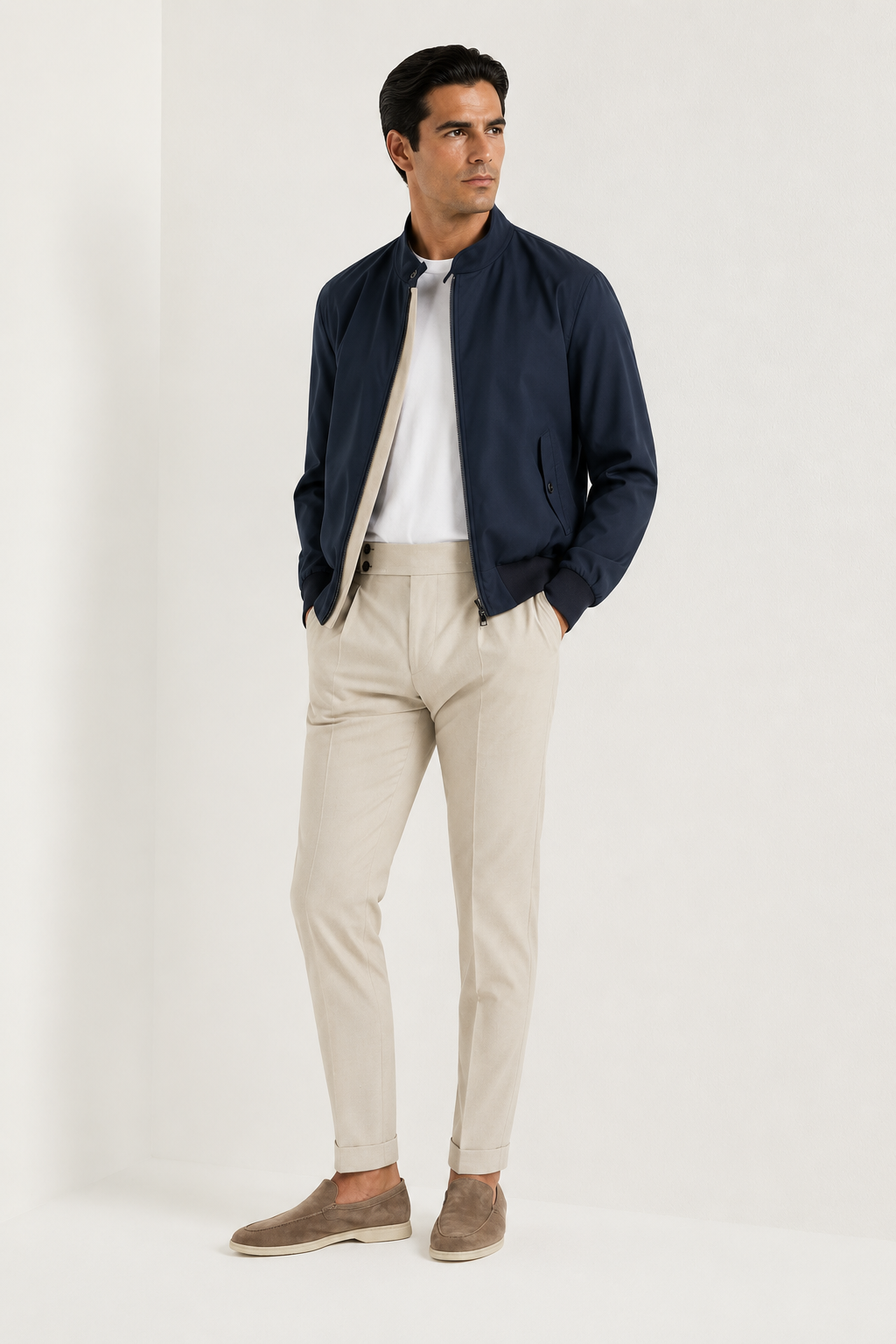 PureClo™ | Blue Technical Wool Bomber Jacket