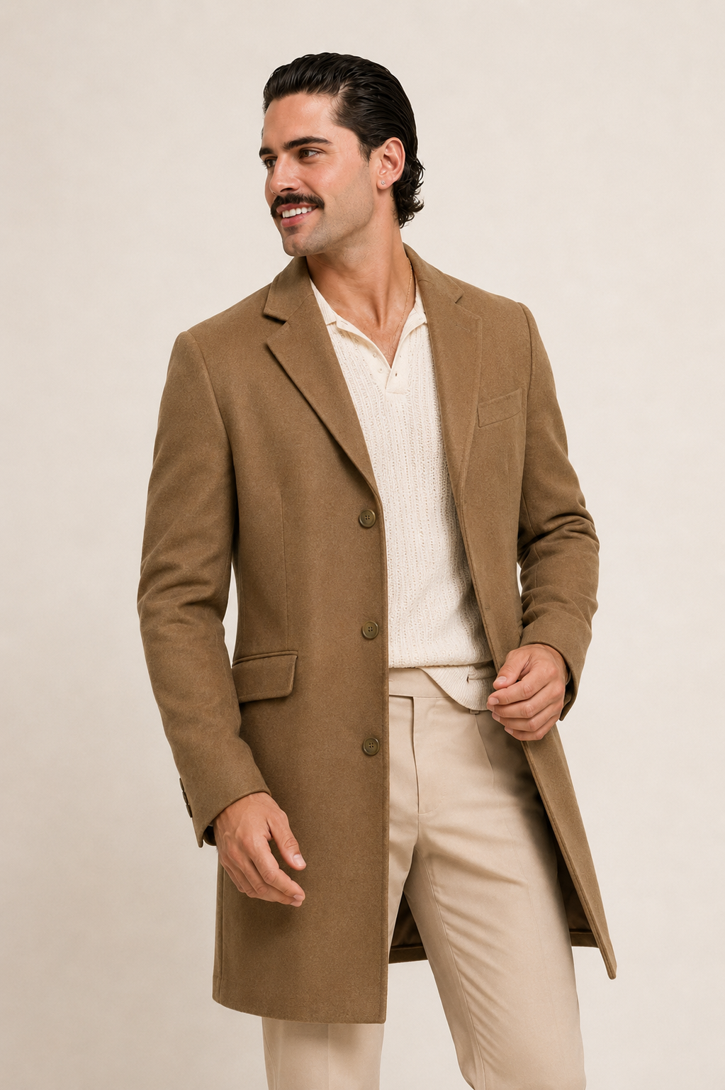 PureClo™ | St. Moritz Merino Wool Coat - Camel Brown