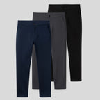 PURE 3-Pack Tailored TimelessTech Trousers – Navy Blue | Grey | Black (CLEARANCE)