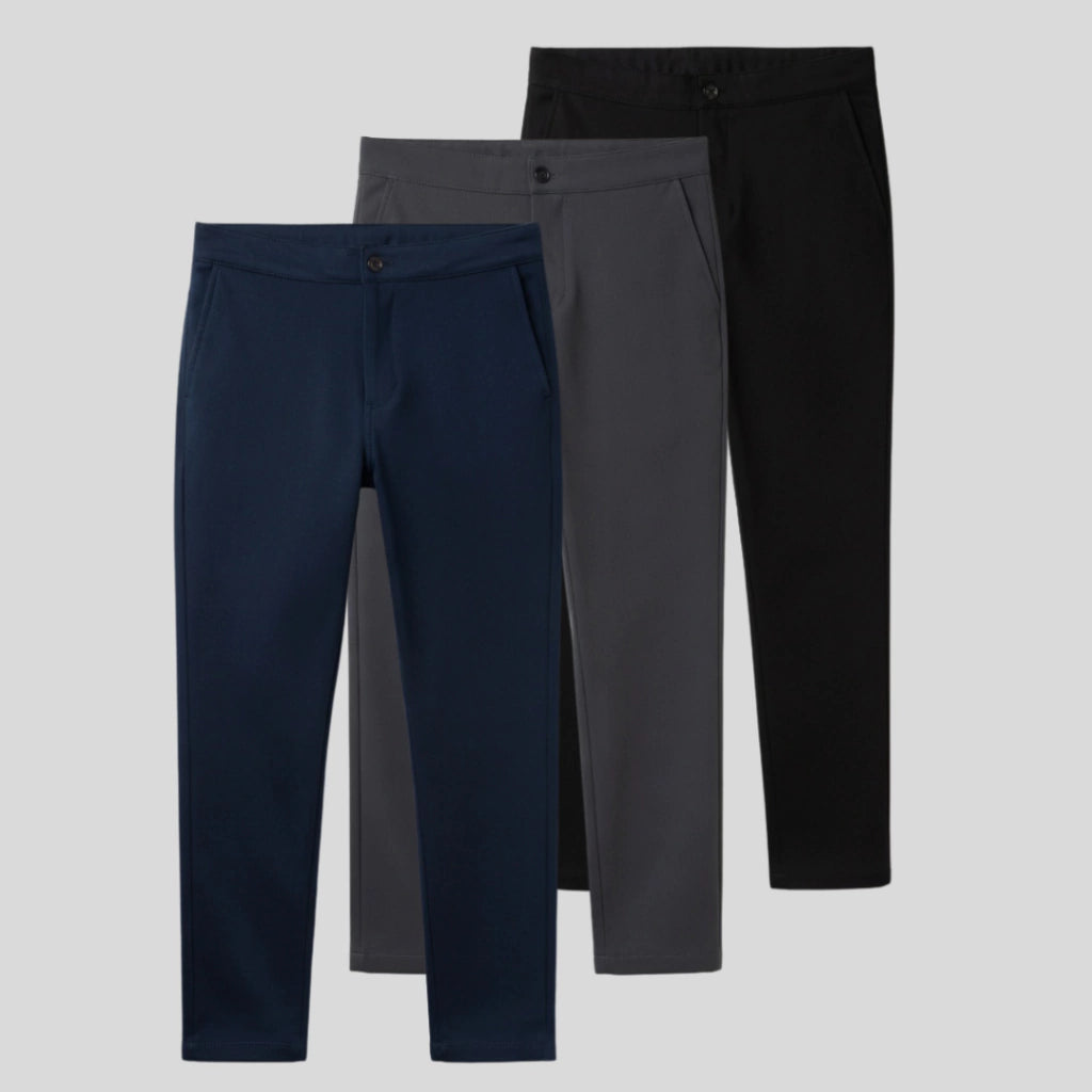 PURE 3-Pack Tailored TimelessTech Trousers – Navy Blue | Grey | Black (CLEARANCE)