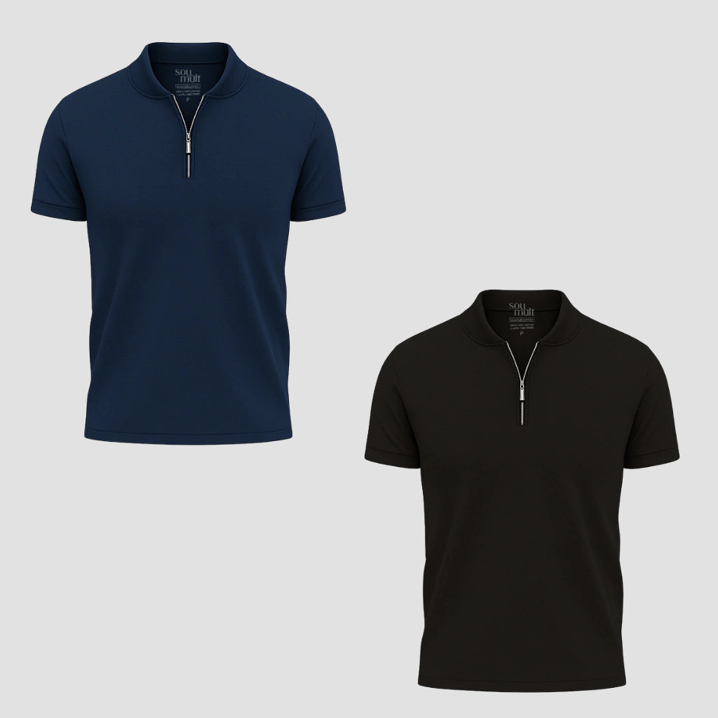 [PURE]  2-Pack Vienna Pima Zip Polo Shirts (CLEARANCE)