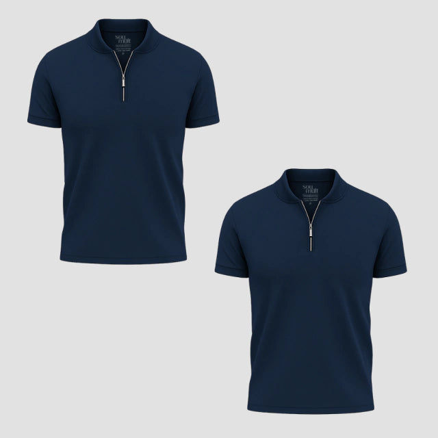 [PURE]  2-Pack Vienna Pima Zip Polo Shirts (CLEARANCE)