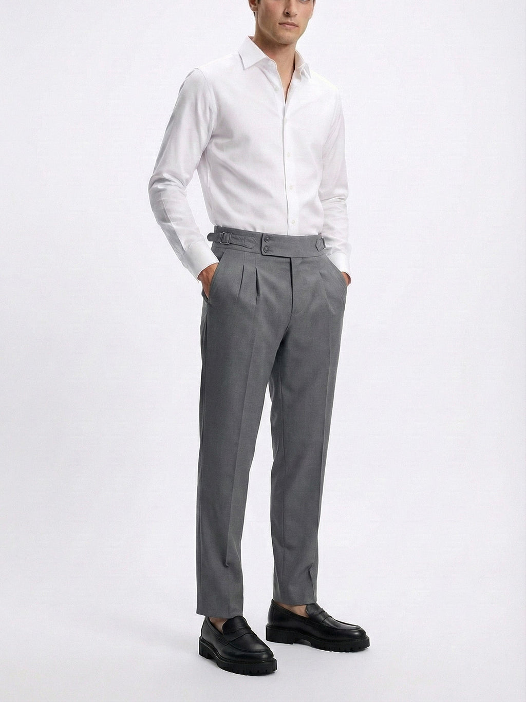 IVAR® Steel Grey Pleated Gurkha Pants