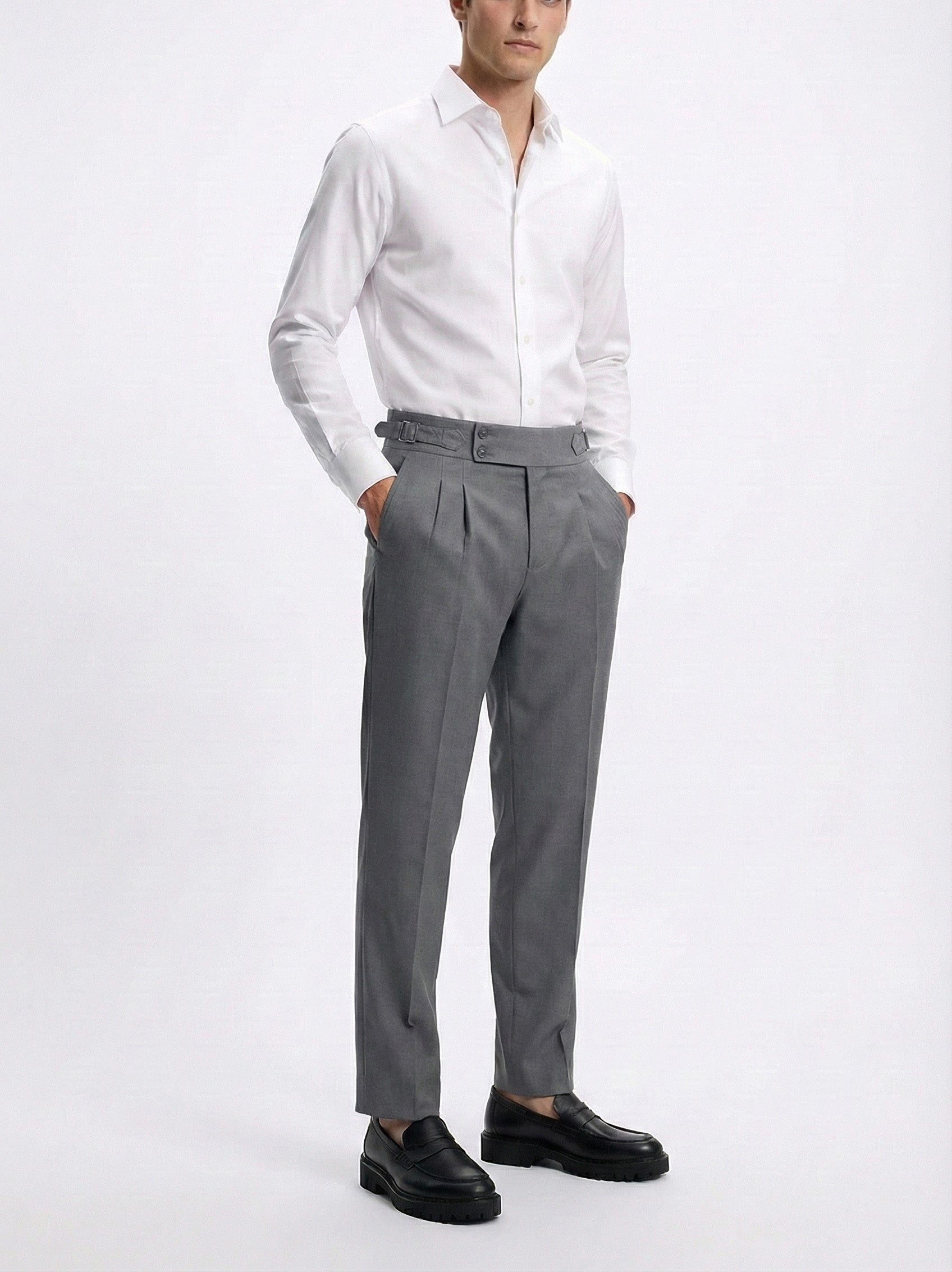 IVAR® Steel Grey Pleated Gurkha Pants