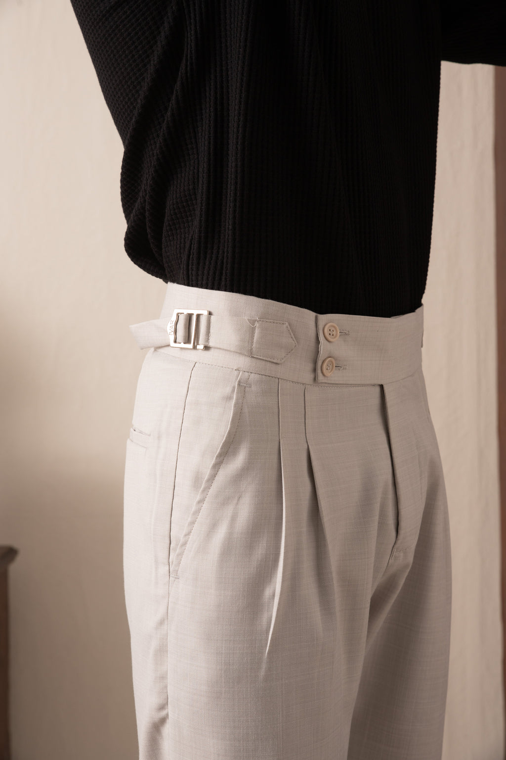 IVAR® Ice Grey Pleated Gurkha Pants