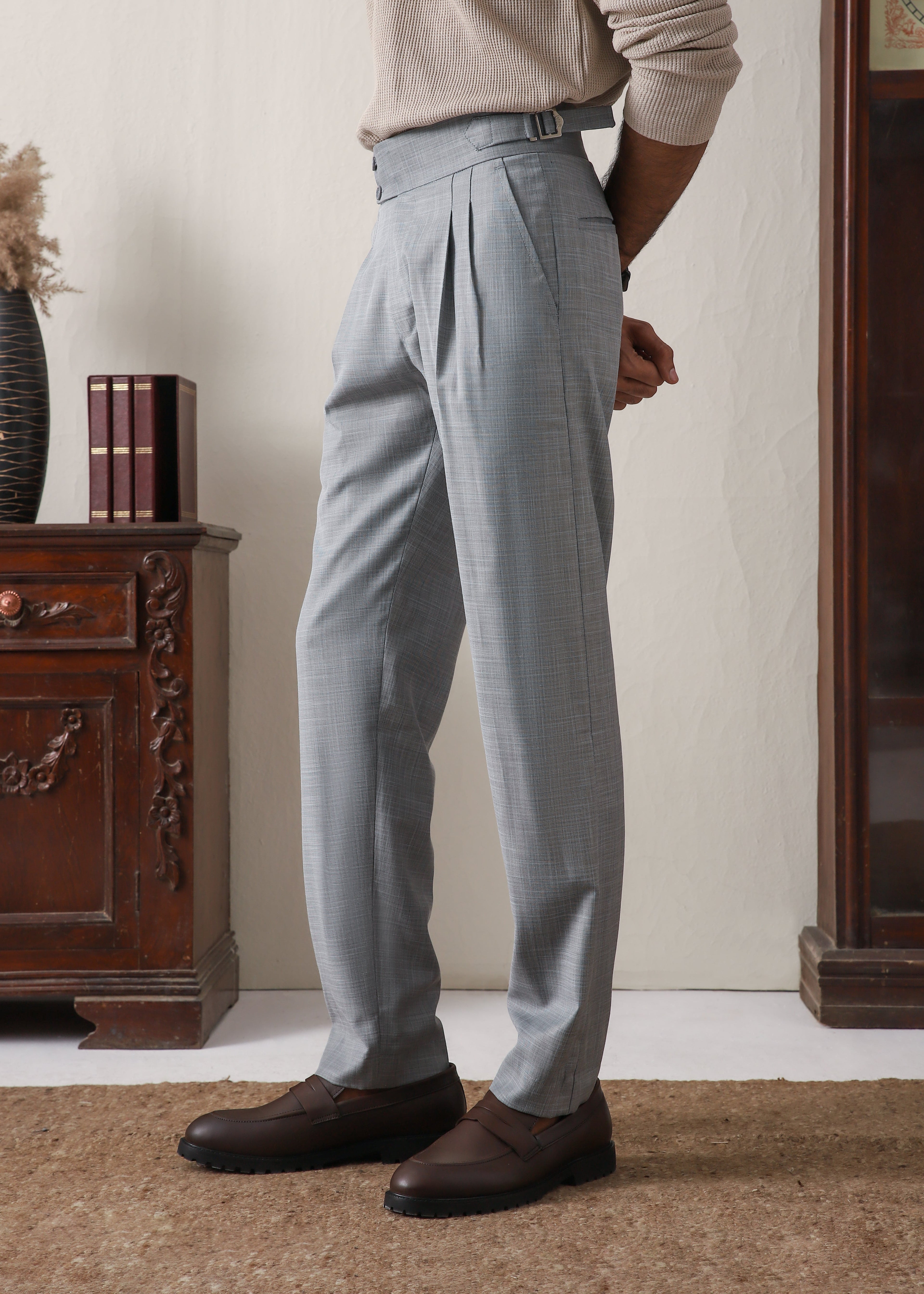 IVAR® Silver Pleated Gurkha Pants