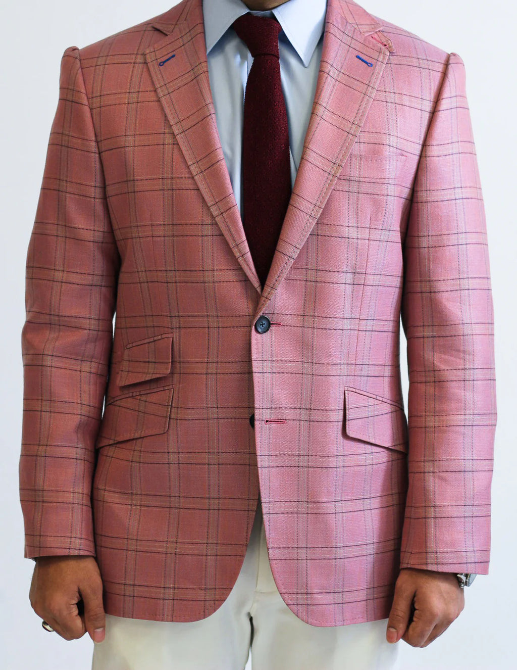 PURE | Cavani Windowpane Suit – Pink