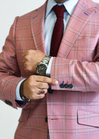 PURE | Cavani Windowpane Suit – Pink