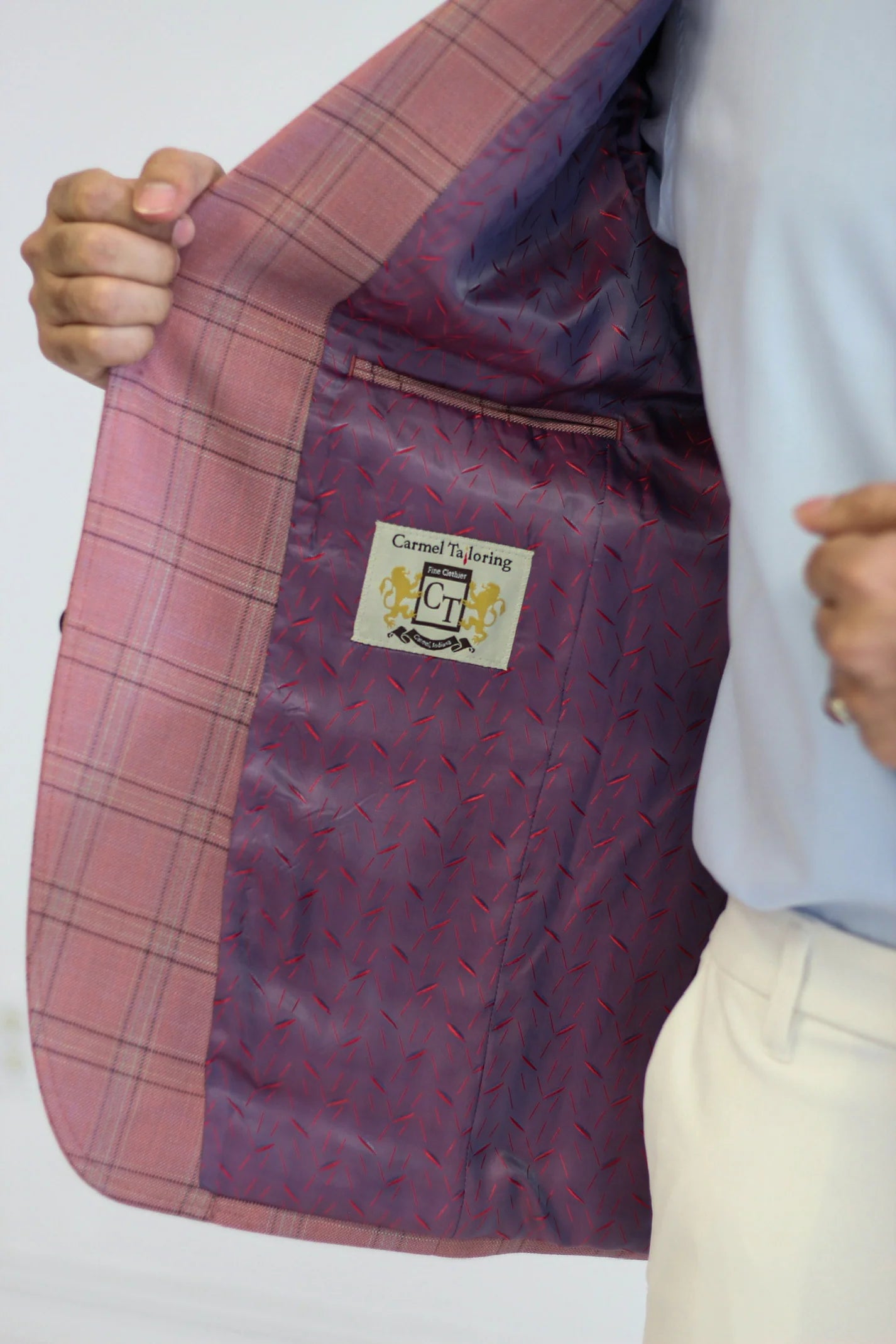 PURE | Cavani Windowpane Suit – Pink