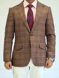 PURE | Cavani Windowpane Suit – Brown / Pink