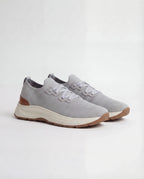 Men Pini Parma light grey knitted sneakers made in Italy by Gran Sasso