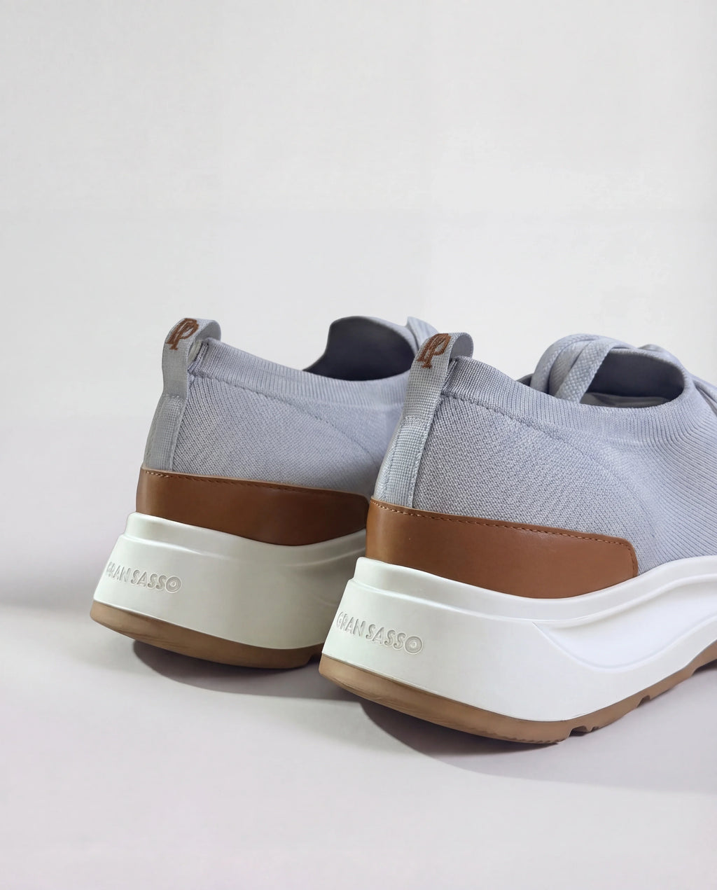 Men Pini Parma light grey knitted sneakers made in Italy by Gran Sasso