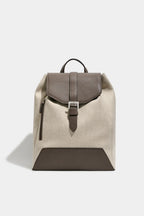 Sand canvas & leather backpack - Made in Italy