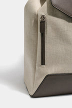Sand canvas & leather backpack - Made in Italy