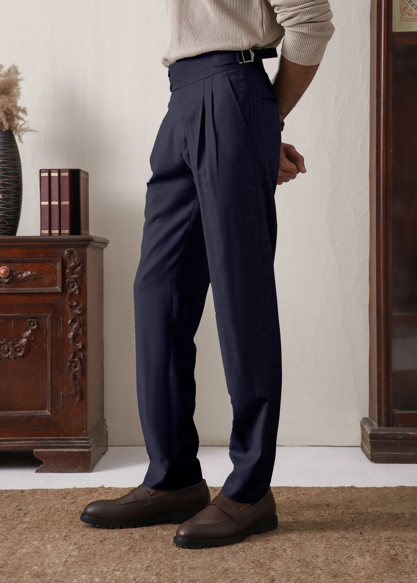 IVAR® Steel Blue Pleated Gurkha Pants