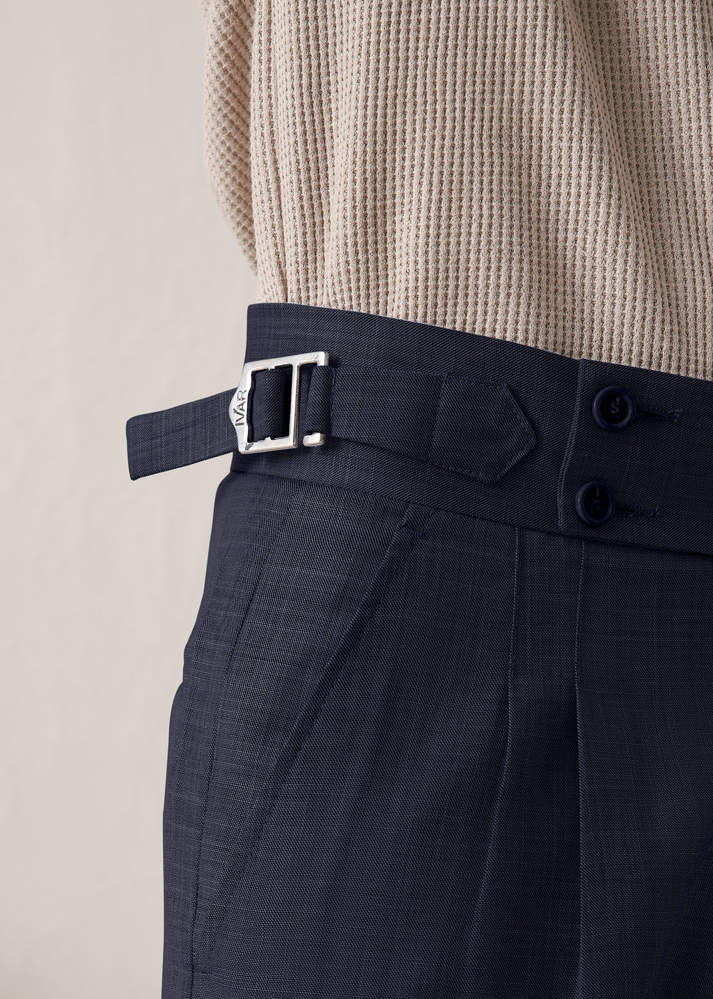 IVAR® Steel Blue Pleated Gurkha Pants