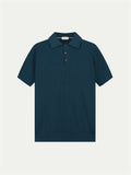Shortsleeve Ribbed Knitted Polo Sea Green