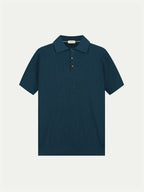 Shortsleeve Ribbed Knitted Polo Sea Green