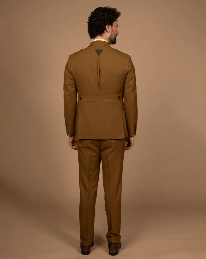 PURE | Mustard Leather-Detail Suit