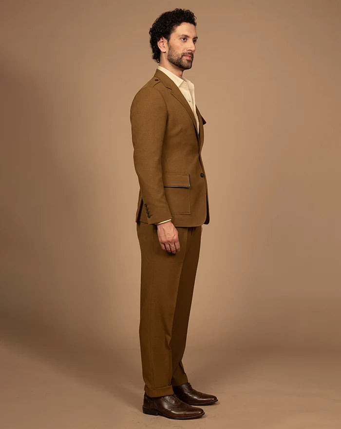 PURE | Mustard Leather-Detail Suit