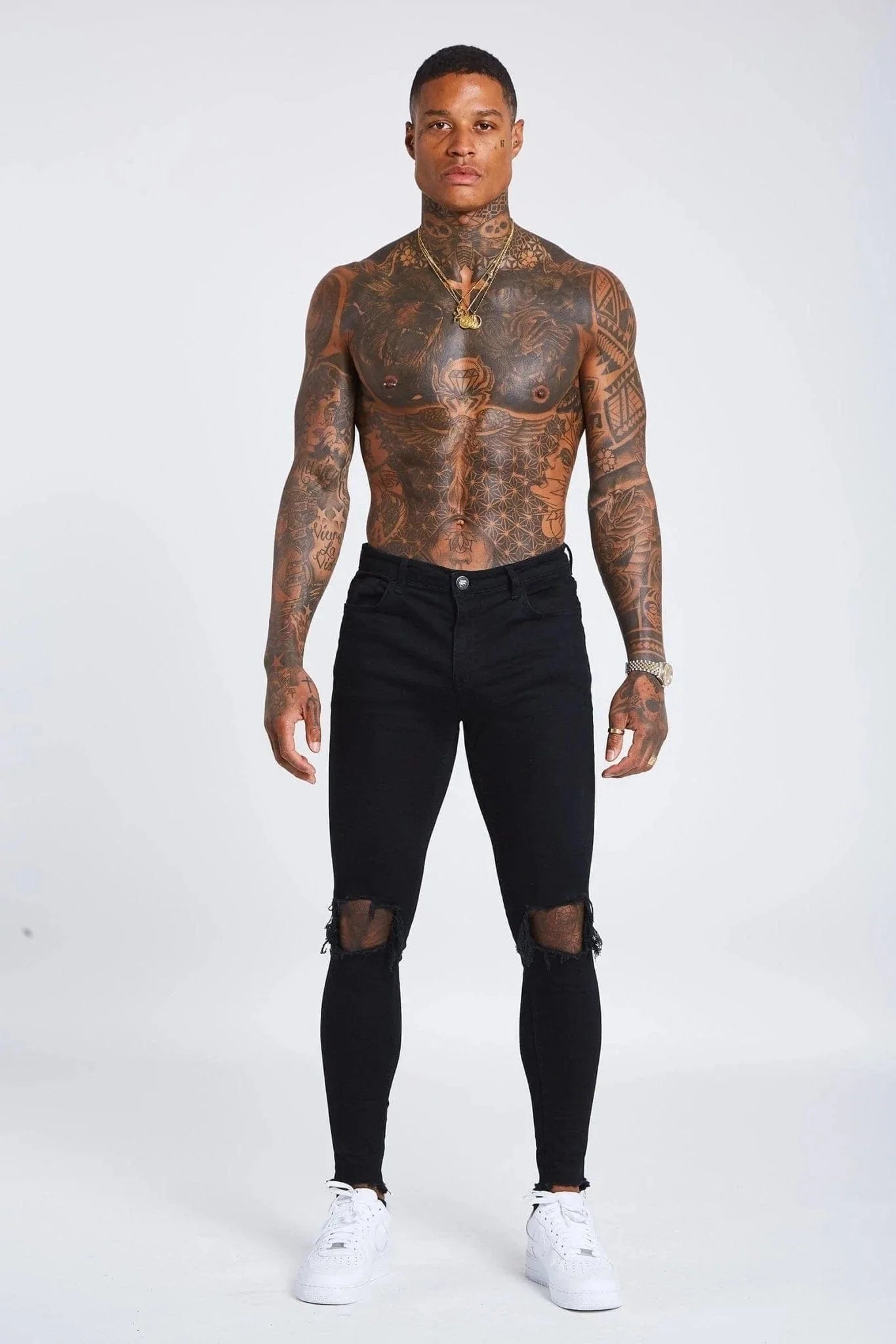Legend London Jeans Black Destroyed Knee Jeans