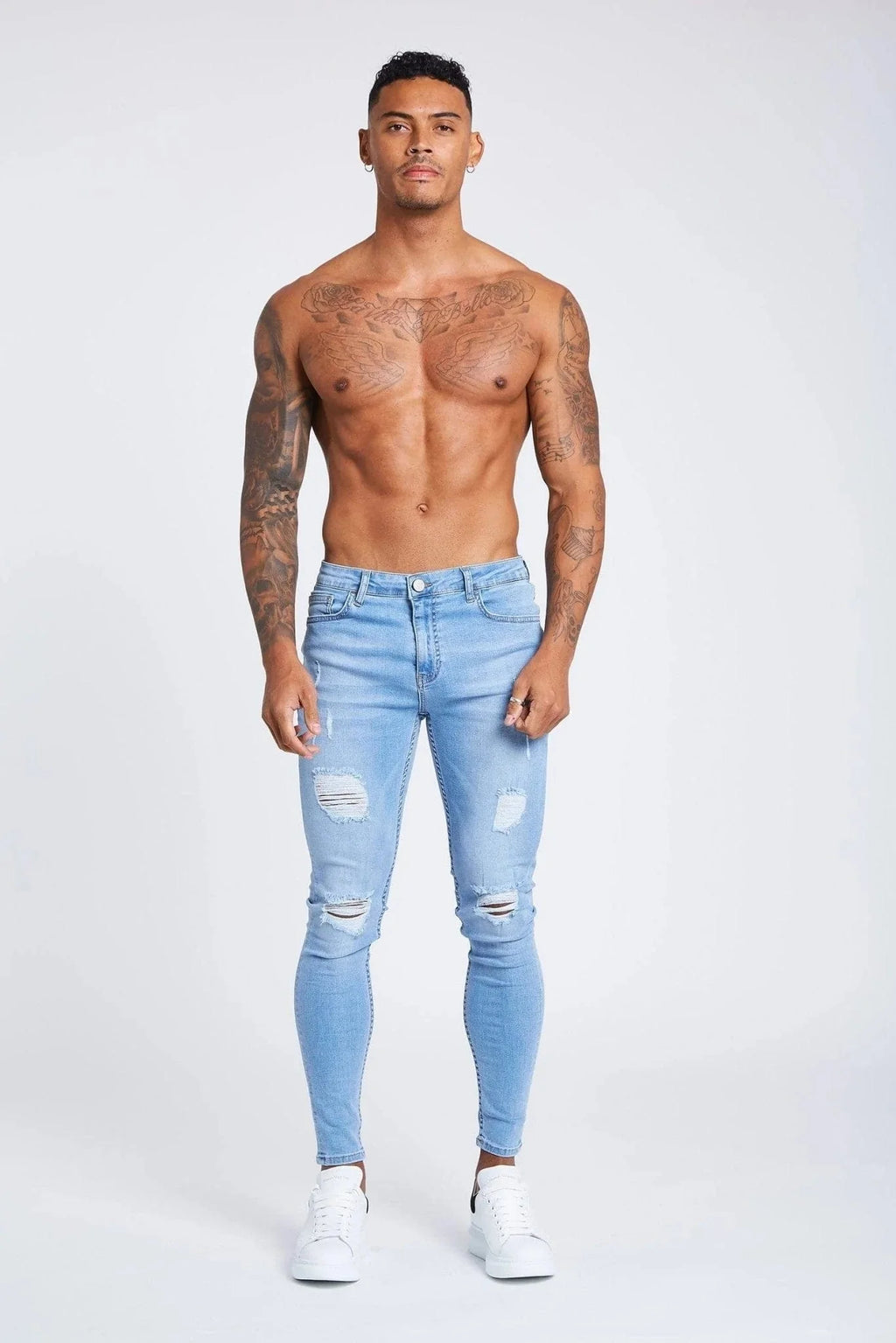 Legend London Jeans Light Blue Jeans - Ripped & Repaired