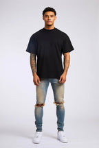 Legend London Jeans PREMIUM SKINNY FIT JEANS - STONE WASH DESTROYED KNEE